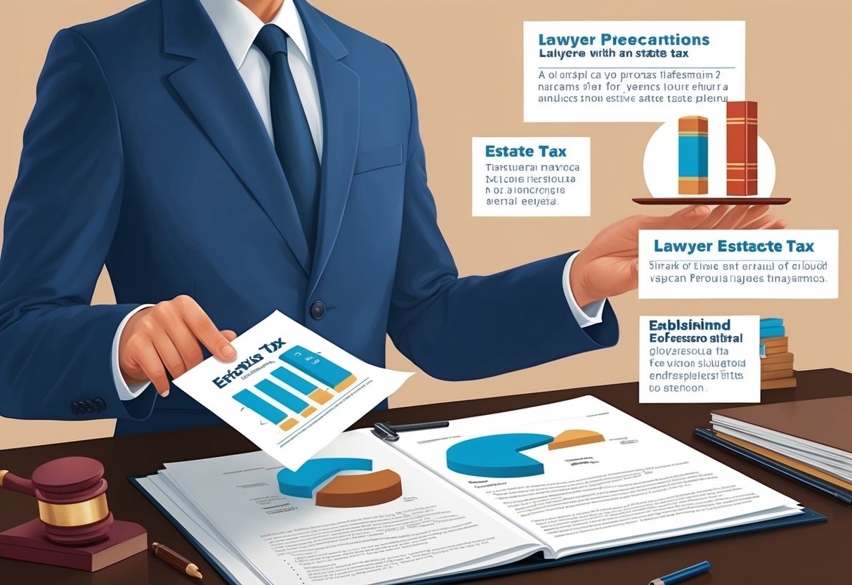 A lawyer explaining estate tax with visual aids